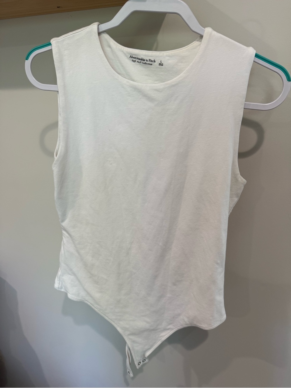 Abercrombie & Fitch White Sleeveless Snap-Front Bodysuit